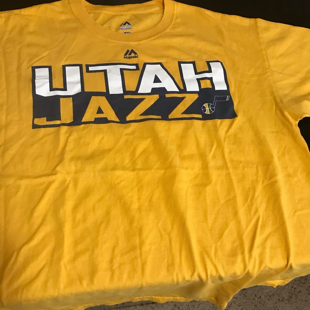 NBA Utah Jazz Rodney Hood T-shirt, Yellow, L Number 5 Shirt Tee Vintage